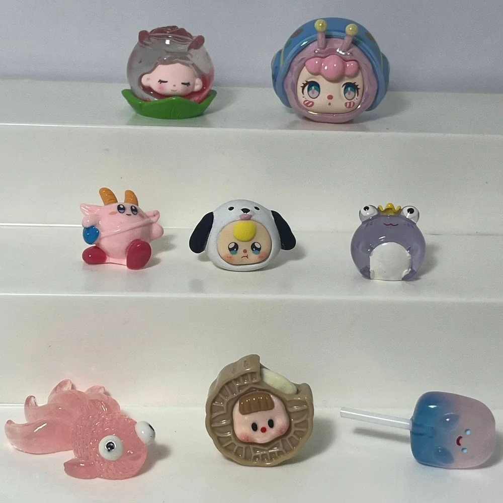 Lot of 8 Mini Bean Figure Confirmed Blind Bag Box Animal Misc. Toys Pink Blue